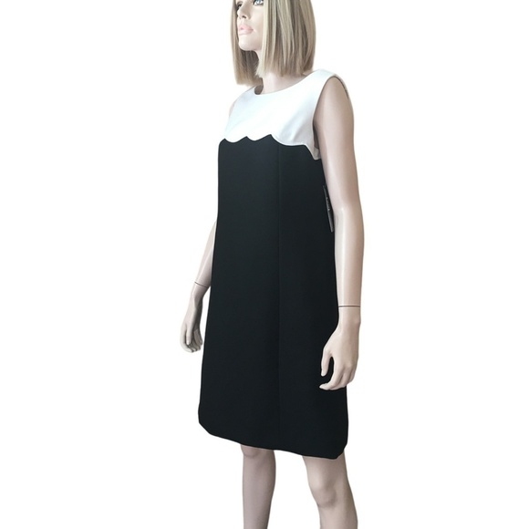 Tahari A. Levine Dress Sleeveless Boat Neck Scalloped Yoke Colour Block Shift - Picture 5 of 15